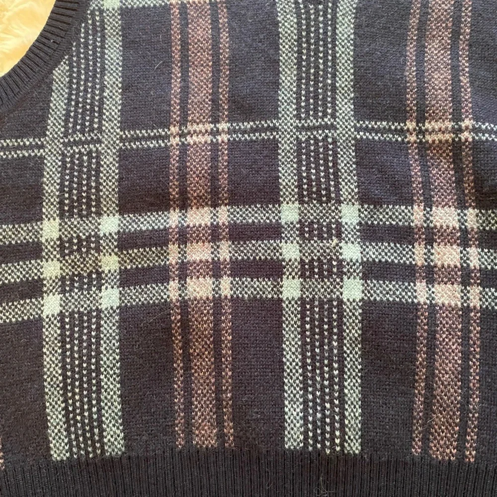 Bobby Jones Sweater Vest Mens Small Navy Plaid Merino Wool Preppy Dark Academia